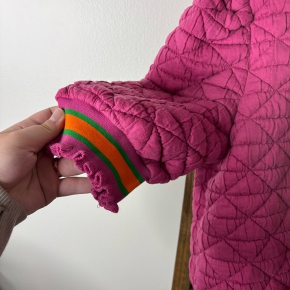 VOY Pink Quilted Puff Sleeve Sweater S - Picture 4 of 5